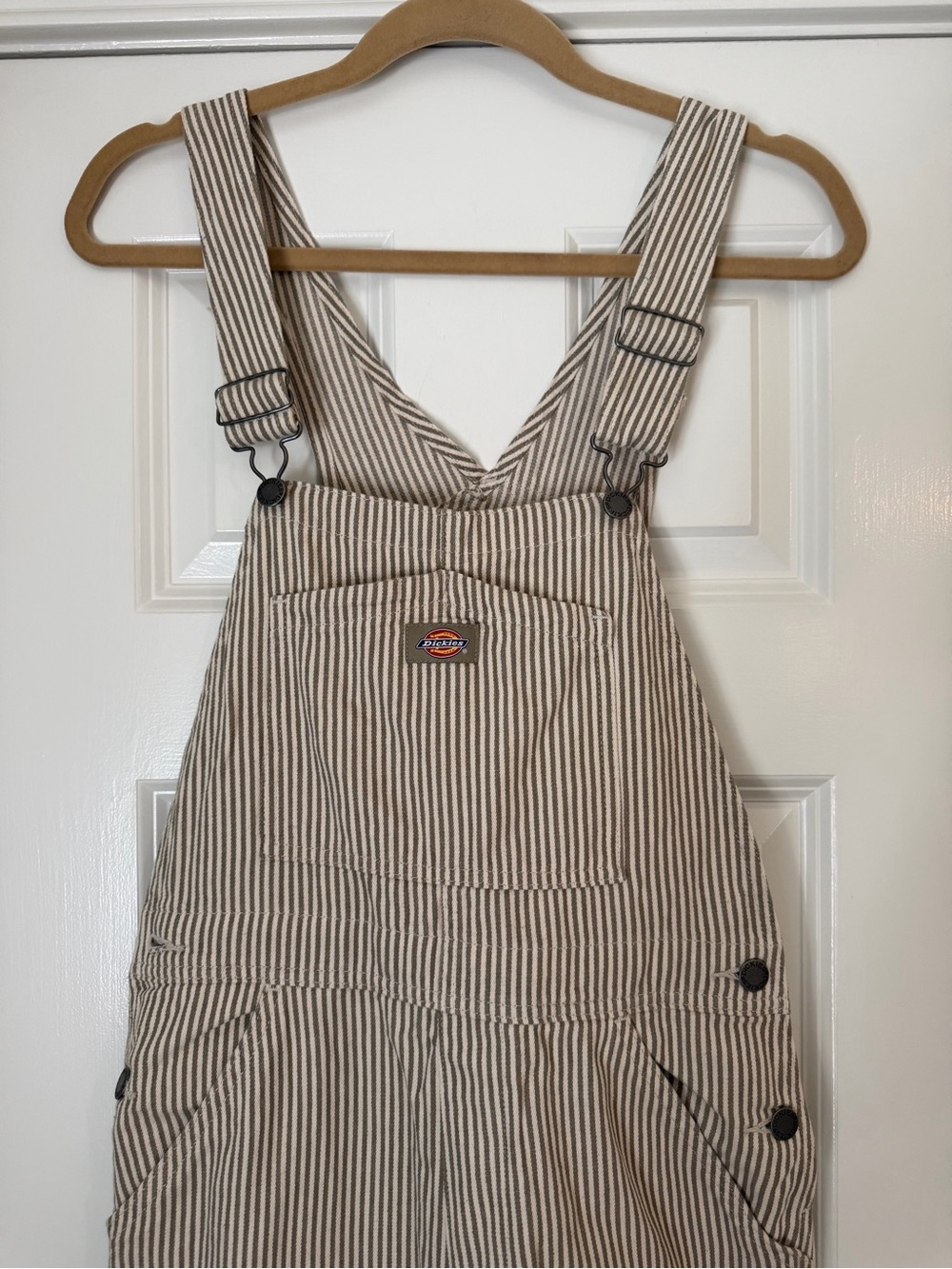 Dickies Beige and White Striped Bib Overalls Size XS - Picture 3 of 5